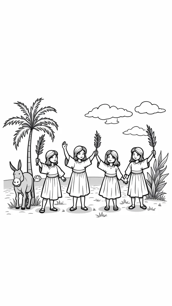 coloring page palm sunday